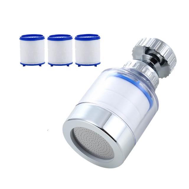 【悅浴良品】廚房水龍頭過濾器-短款+濾心組(節水器 加壓器 延伸器 過濾水質 萬向水龍頭 花灑 防噴濺)