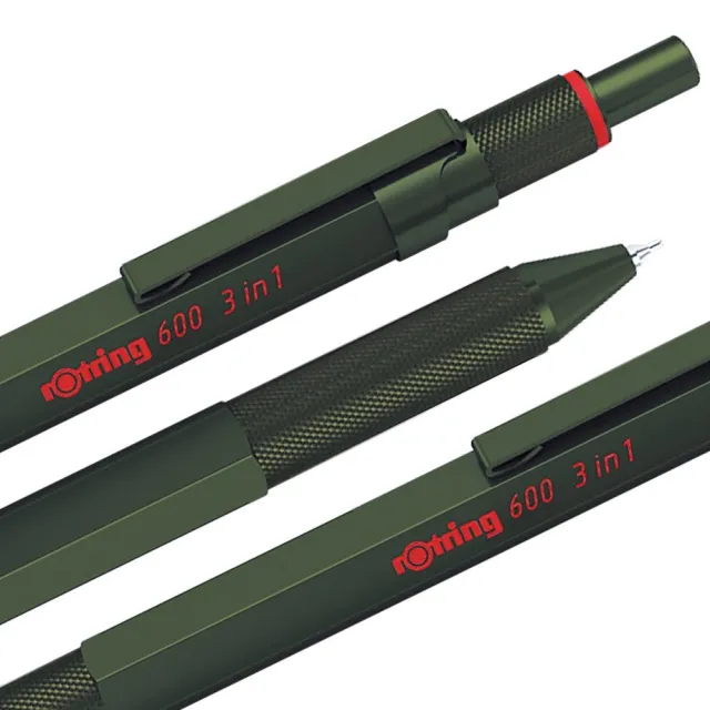 【rOtring】德國紅環rOtring 600型 3IN1 多功能原子筆 綠色(rOtring 600)