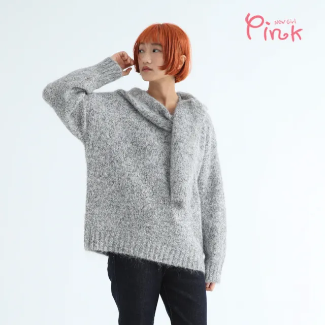 【PINK NEW GIRL】冬季時尚圍巾領上衣 Z5405BC(2色)