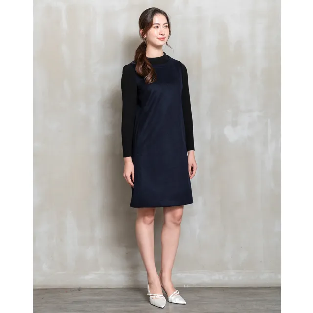 【perng yuh 芃諭名品】歐風時尚 羅紋袖 羊毛 直筒洋裝(2025 AW Collection｜4C秋冬新品上市)