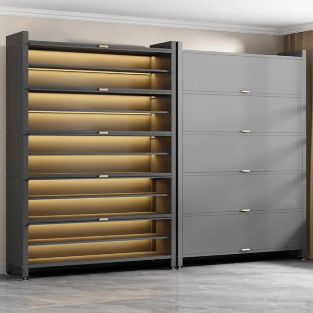 【銘利萊】鋼製鞋櫃 落地多層防塵鞋架 玄關大容量鐵皮收納鞋櫃(3門7層 120*32*114.5)