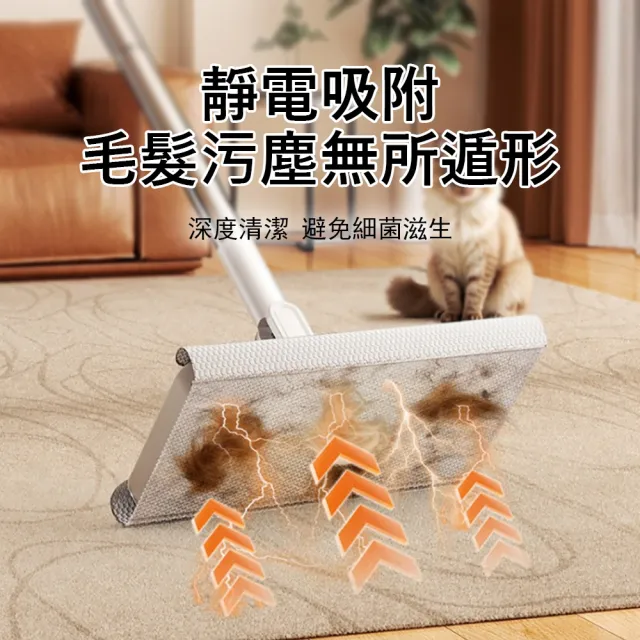 【Kyhome】免手洗自動夾布拖把 洗臉巾環保拖把 家用清潔平板拖把(110cm加長拖桿 懶人拖把)