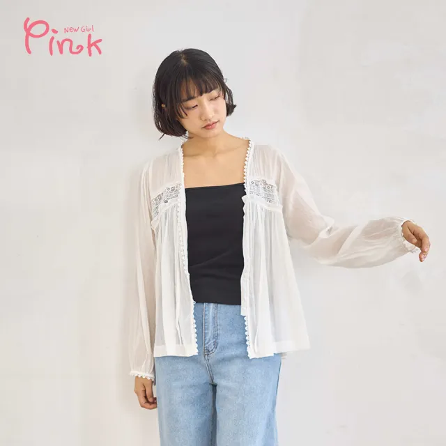 【PINK NEW GIRL】花邊縷空空氣感罩衫 Z1205BD