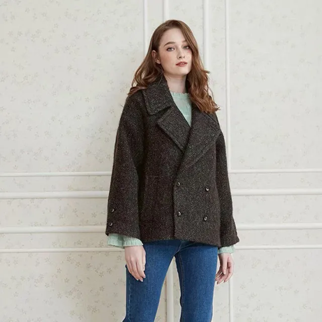 【ICHE 衣哲】Cop.Copine 法國雙排釦毛呢短版外套(兩色)