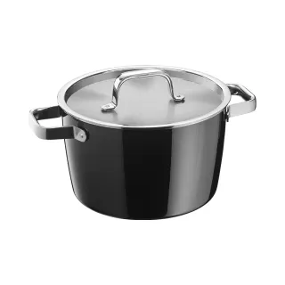 【WMF】Fusiontec Aromatic 高身湯鍋 22cm 4.7L(黑色/陶晶鍋)