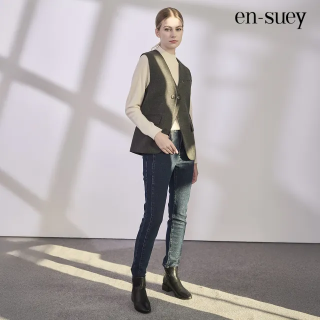 【en-suey 銀穗】網路限定 假兩件門襟西裝背心-女