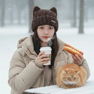 【HaNA 梨花】午後微光．寬版羅紋貓耳喵嗚針織毛帽(羅紋 貓耳 毛帽)