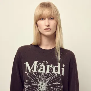 【MARDI MERCREDI】圓領毛衣 棕色 經典小雛菊 薄荷綠花 CASHMERE CREW NECK FLOWERMARDI