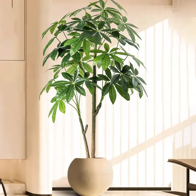 【諾必行】客廳輕奢仿真發財樹綠植(160cm假盆栽 假樹 仿生植物 擺件造景 假花)