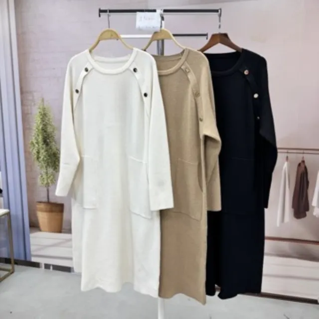 【SuperWands】義式典雅金扣連身裙