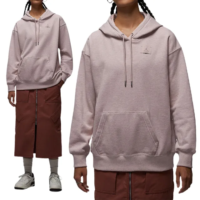 【NIKE 耐吉】AS W J FLT FLC FT PO 24 女款 粉灰色 女款 針織 連帽 長袖 HJ1312-292