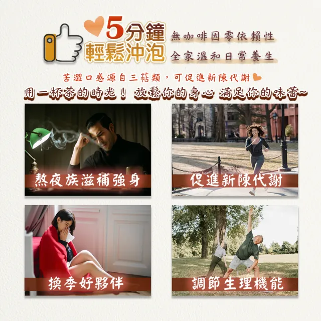 【蔘大王】元氣靈芝茶包X6組（2gX10入/組）(長效期版 苦澀口感 樂齡銀髮族 活力自在 無茶鹼立體茶包)