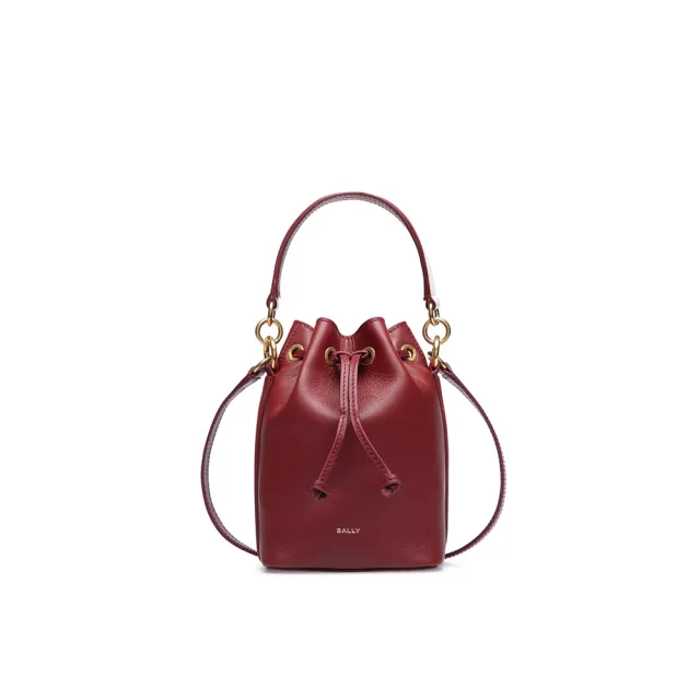 【BALLY】官方直送  BALLY  CODE 深酒紅女士斜背真皮水桶包