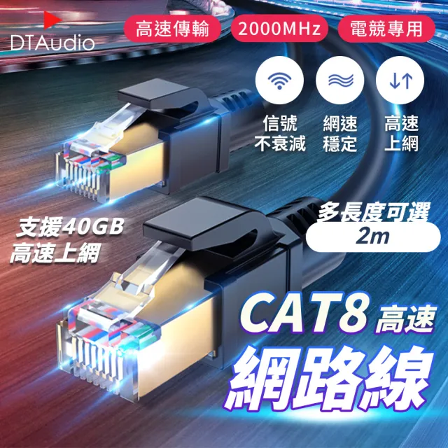 【DTAudio】Cat.8 高速網路線 2m(網路線 鍍金頭 高速網路線 分享器 數據機 機上盒 電競專用)