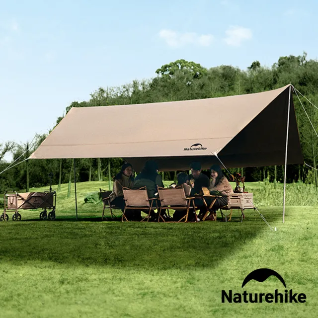 【Naturehike】云霄Lite150D黑膠防水遮陽天幕 附帳桿 八角形550x465cm WS015(台灣總代理公司貨)