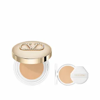 【VALENTINO 范倫鐵諾】官方直營 高訂光感氣墊粉餅 奢金限定版(粉盒+粉蕊/momo獨家/買1送1正貨粉蕊)