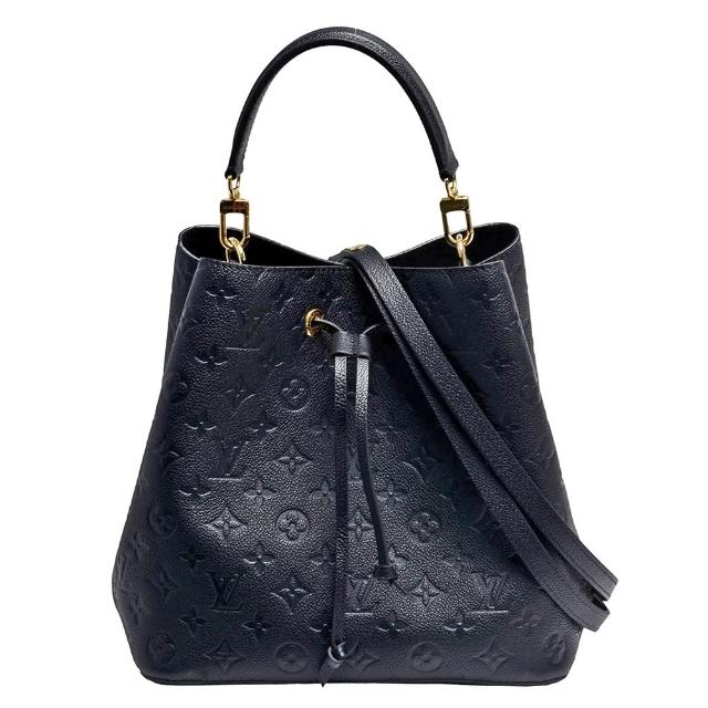 【Louis Vuitton 路易威登】M45256經典Neonoe MM系列Empreinte皮革束口斜背/肩背水桶包(黑色)