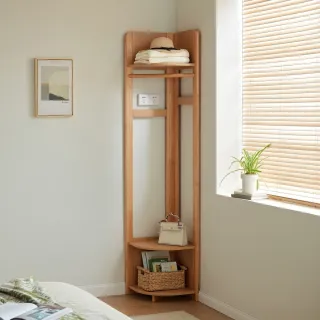 【hoi! 好好生活】預購60天★林氏木業林沐系列實木多功能衣帽架 UB1P 原木色