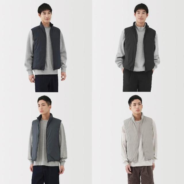 【MUJI 無印良品】男輕量羽絨可攜式立領背心(灰銀/黑色/煙燻藍/暗藍)