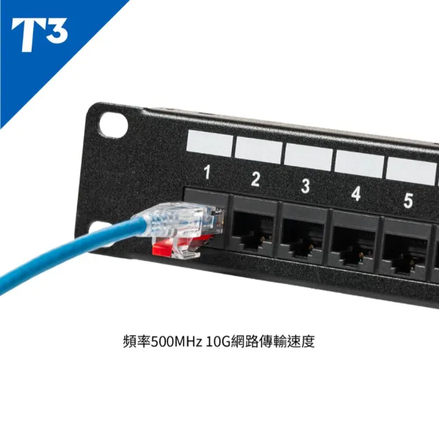 (美國T3) 網路線 30cm 防插拔  28AWG 極細超高速 CAT6A U/UTP(網路線 CAT6A UTP)