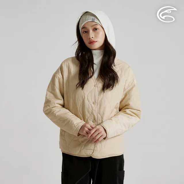 【ADISI】女SMAWARM海洋溫控超撥水絎縫V領外套 AJ2521055 霜咖(防潑水 蚵技棉 抗靜電 保暖外套 無領外套)