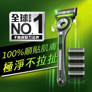 【Gillette 吉列】Labs 極光系列刮鬍刀-1刀架1旅行盒5刀頭