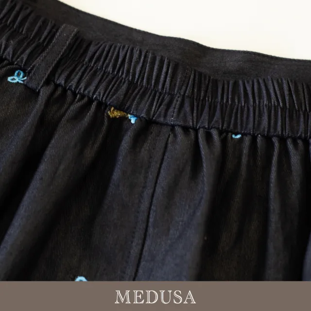 【MEDUSA 曼度莎】現貨-可愛派對動物刺繡牛仔長裙 - 送腰帶（M-XL）｜女長裙 直筒裙 氣質(701-1210C)