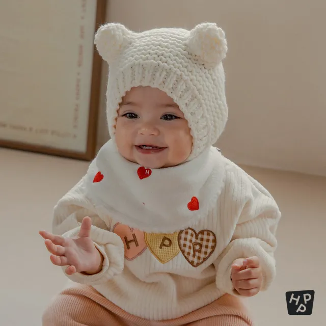 【Happy Prince】韓國製 Cupid愛心雪絨內裡嬰兒童圍兜(保暖寶寶圍脖圍兜口水巾)
