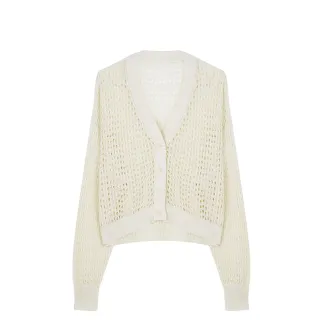 【VERTEX】亮絲雕花簍空針織外套-B