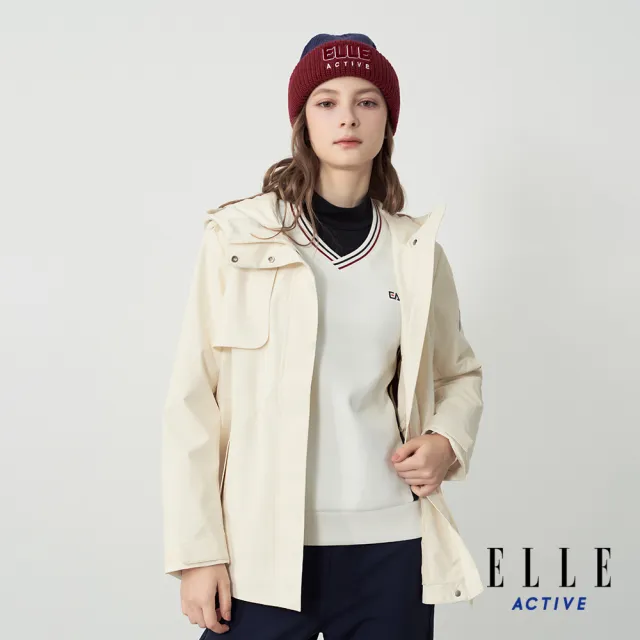 【ELLE ACTIVE】女款 都會防風連帽風衣外套-白色(EA25A1W6106-91)