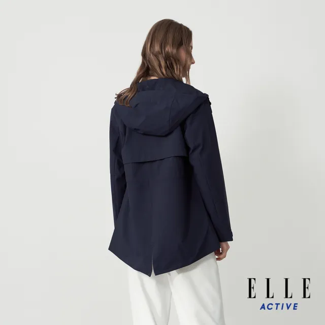 【ELLE ACTIVE】女款 都會防風連帽風衣外套-深藍色(EA25A1W6106-39)