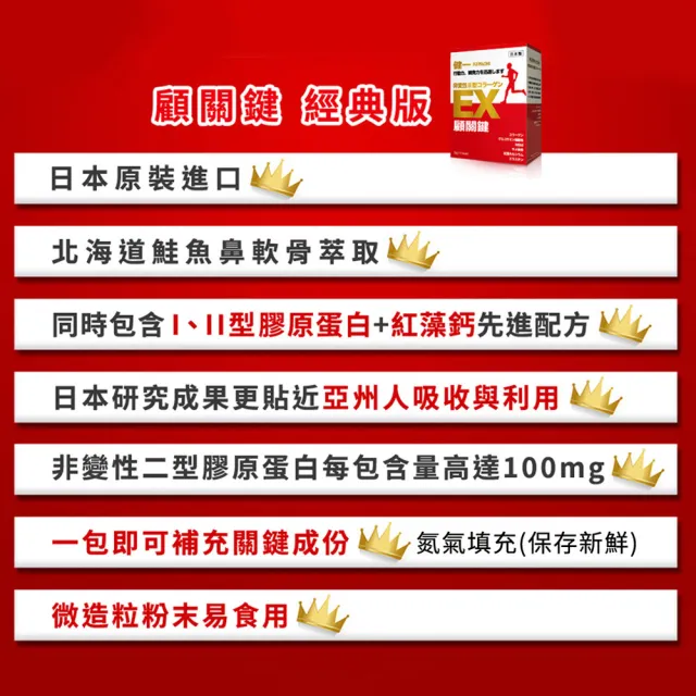 【KENICHI 健一】顧關鍵 日本原裝非變性二型膠原蛋白+葡萄糖胺_關鍵王 經典版x1盒 15包/盒(靈活/行動保健)