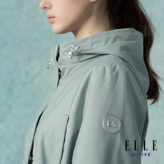 【ELLE ACTIVE】女款 防風防潑水荷葉層次連帽外套-綠色(EA25A1W6105-45)