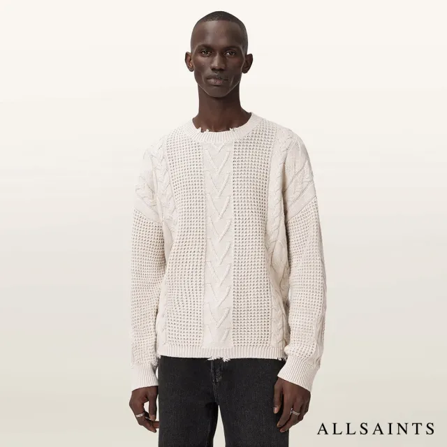 【ALLSAINTS】TENTER 寬鬆羊毛針織上衣-白 M031KD(常規版型)