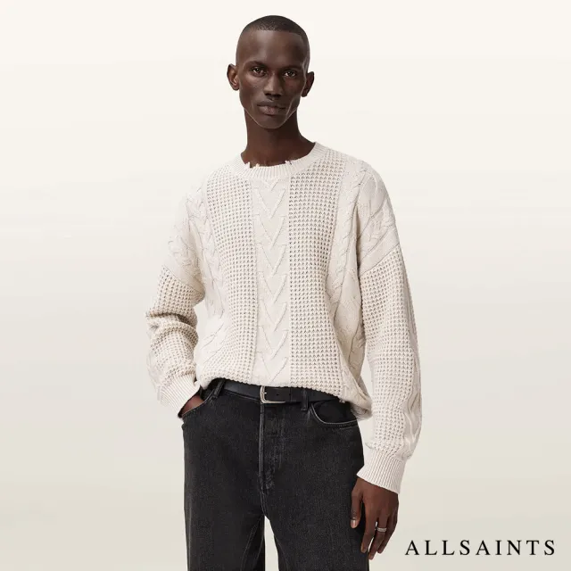 【ALLSAINTS】TENTER 寬鬆羊毛針織上衣-白 M031KD(常規版型)