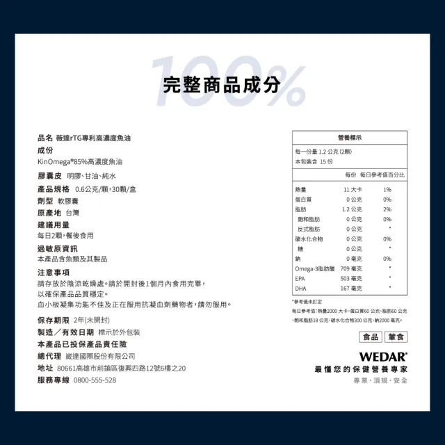 【Wedar 薇達】rTG專利高濃度魚油 4盒組(30顆/盒.營養師推薦.國際認證.迷你軟膠囊低氣味)