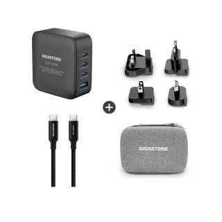 【Gigastone 立達國際】140W GaN氮化鎵 四孔 萬國充電旅行組｜適用手機/平板/筆電快充(全球通用充電器)