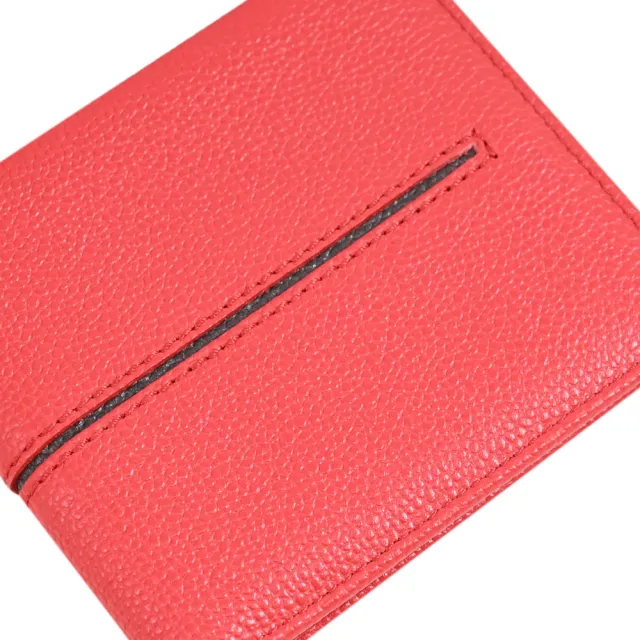【TOD’S】TODS 簡約質感荔枝牛皮水平縫線雙層8卡短夾(紅)