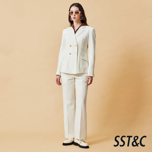 【SST&C】女裝 可機洗_雪霧白雙排金釦寬鬆版西裝外套-825212014321(換季65折)