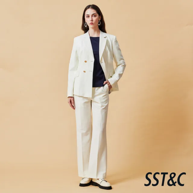 【SST&C】女裝 可機洗_雪霧白雙排金釦寬鬆版西裝外套-825212014321(換季65折)