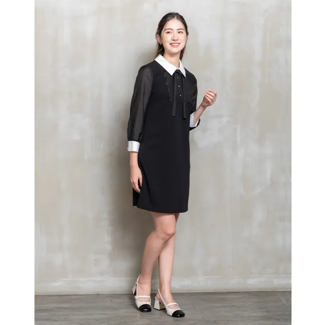 【perng yuh 芃諭名品】輕感共鳴 拼接 配色領 洋裝(2025 AW Collection|4C秋冬新品上市)