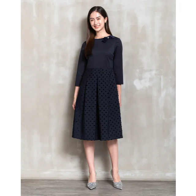【perng yuh 芃諭名品】雍容時間 拼接緹花 洋裝(2025 AW Collection|4C秋冬新品上市)