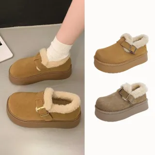 【SOFE MORE】毛毛包鞋 全包休閒保暖鞋 厚底內刷毛雪靴 防滑增高暖腳鞋 棉鞋秋冬必備(毛毛包拖雪靴)