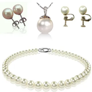 【小樂珠寶】狂賣買一送二人氣電視專訪珍珠項鍊墜鍊耳環耳夾(貝珠亮如鏡面 南洋深海貝珍珠7選1過年送禮)