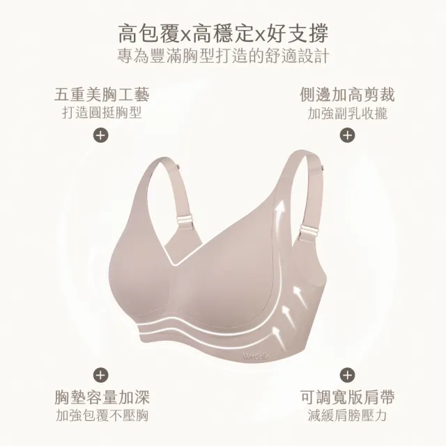 【MarCella 瑪榭】任選2件-加大版-深杯包覆-無痕無鋼圈內衣(無痕內衣/女內衣/大罩杯/豐滿/大胸/大尺碼)