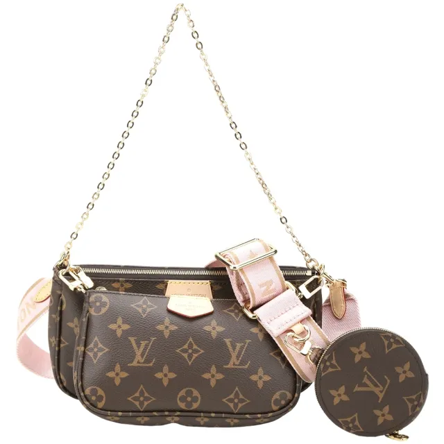 【Louis Vuitton 路易威登】M44840 Monogram 粉色帆布斜背包(三合一 斜背包)