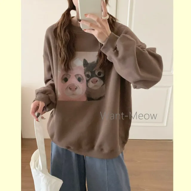 【Want-Meow】90公斤可穿/你在看本喵嗎？寬鬆長袖鋪棉大學T(大碼/大尺碼/加大碼/長袖鋪棉大學T)