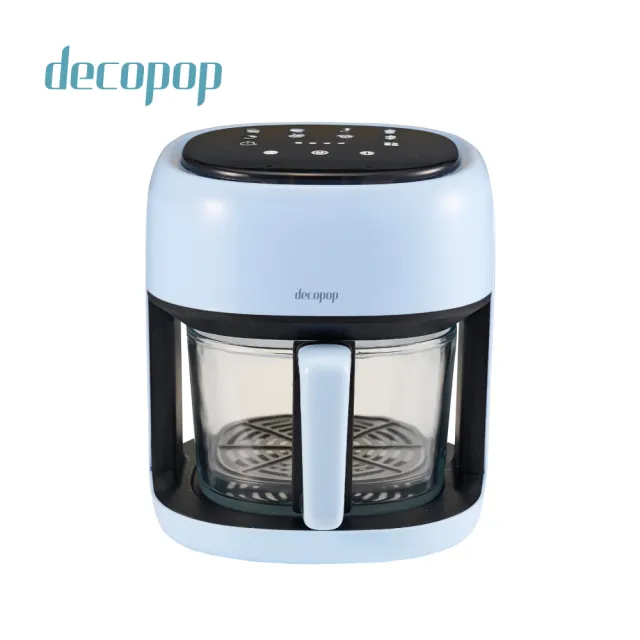 【decopop】智能觸控美型玻璃氣炸鍋4.5L大容量 DP-107(智能控溫/不沾油好清洗/360度均勻加熱/)