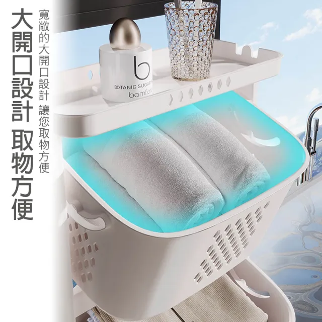 三層雙向分層中型洗衣籃(洗衣籃/洗衣籃推車/分類收納籃)