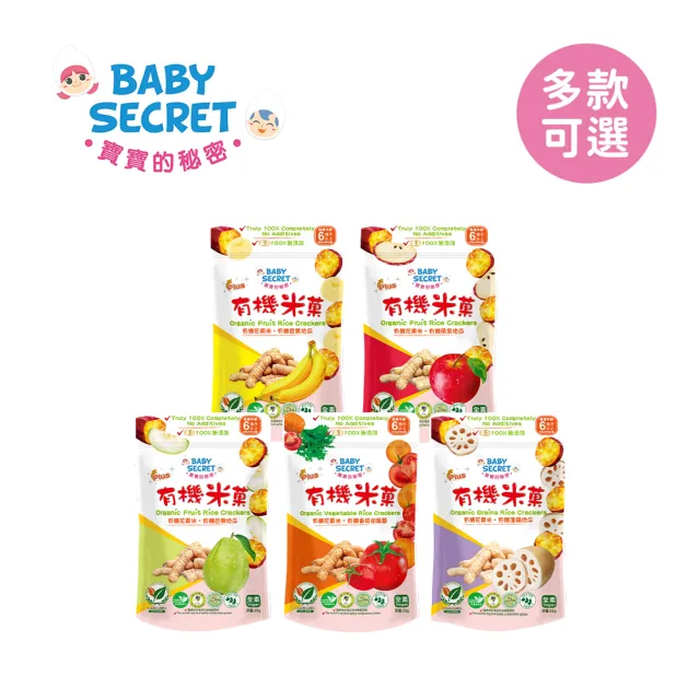【BABY SECRET 寶寶的秘密】有機米菓 -袋裝6M+(3入組合/多款可選)